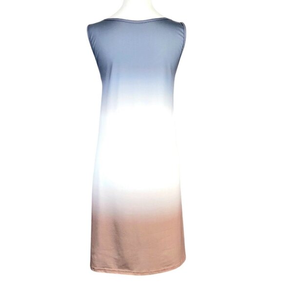 Womens XL Colorblock Ombre Tank Dress Stylish Sleeveless Summer Tunic Round Neck - Picture 3 of 11